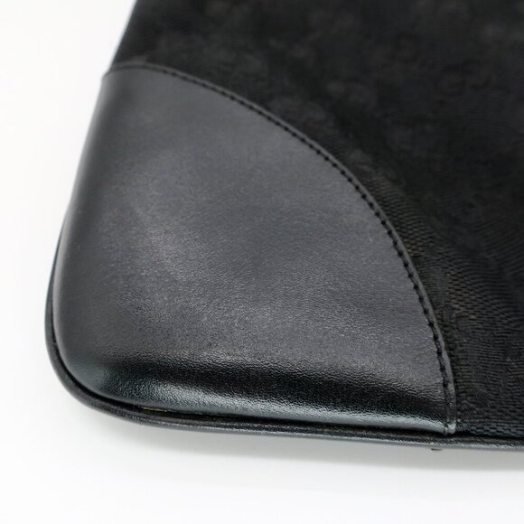 Gucci Vintage Jackie O Black GG Web Canvas Leather Handbag Purse - Picture 5 of 8